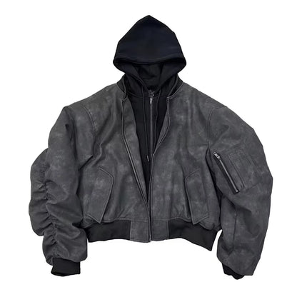 Opiumm - Oversized  Black Leather Jacket Men 