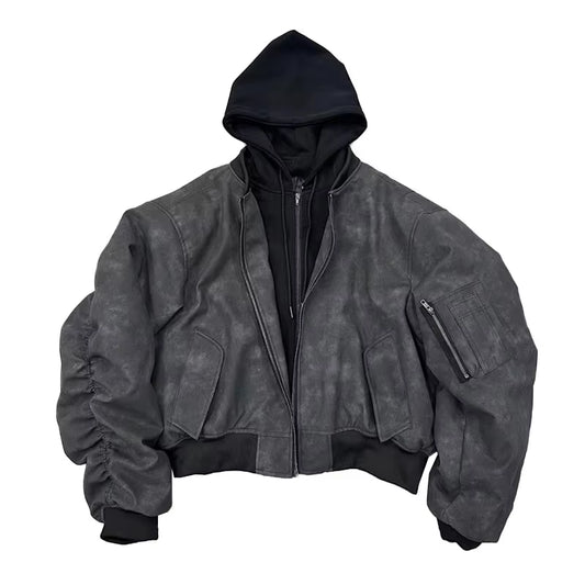 Opiumm - Oversized  Black Leather Jacket Men 