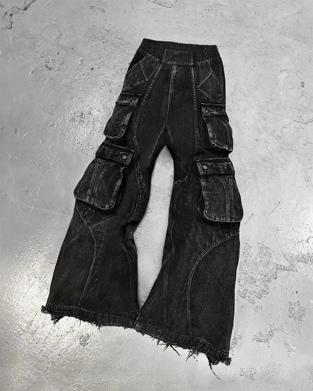 Volcanic Ash - Black Acid Washed Baggy Denim Jeans