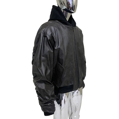 Opiumm - Oversized  Black Leather Jacket Men 