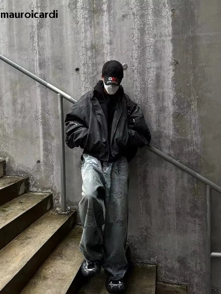 Opiumm - Oversized  Black Leather Jacket Men 