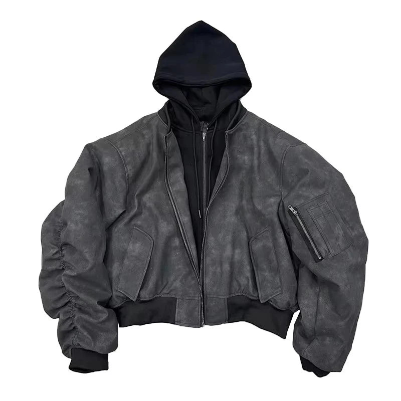 Opiumm - Oversized  Black Leather Jacket Men 