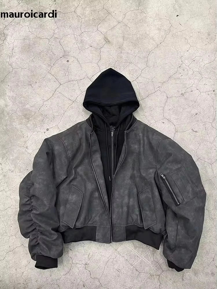 Opiumm - Oversized  Black Leather Jacket Men 