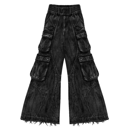 Volcanic Ash - Black Acid Washed Baggy Denim Jeans
