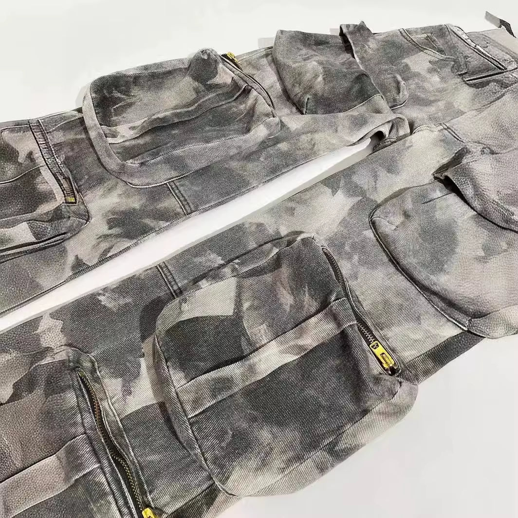 Camouflage Multi Pocket Workwear Pants Loose 