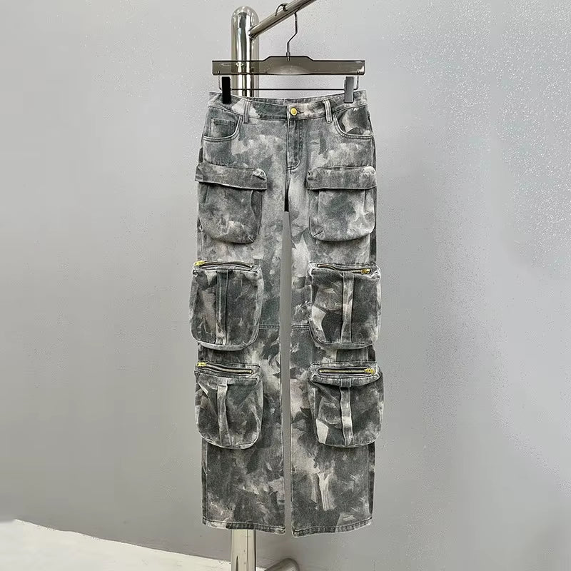 Camouflage Multi Pocket Workwear Pants Loose 